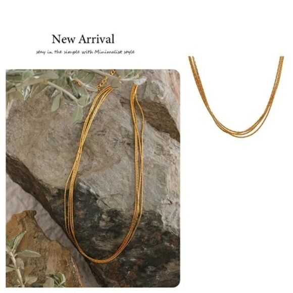 NEW Layered Gold Chain Choker Necklace - Picture 2 of 13